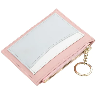BAELLERRY K9120 Borsellino portamonete in pelle PU da donna con tasca portacard e lampo - Rosa
