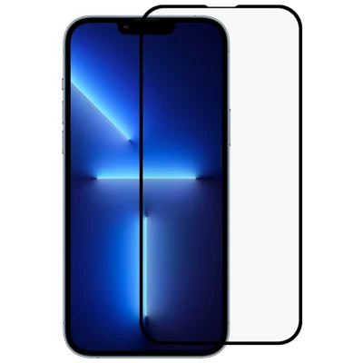 RURIHAI لهاتف iPhone 14 Plus بحجم 6.7 بوصة، واقي شاشة أسود بالكامل بزاوية قوس 2.5D شفاف فائق، مع تغطية كاملة للشاشة وصلابة مُعززة، فيلم من الزجاج المصنوع من السيليكون والألومنيوم بصلابة 9H ولصق كامِل