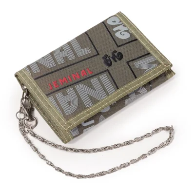 JEMINAL 1314 Geometric Pattern Cloth Short Wallet Men Women Tri-fold Card Holder Coin Purse with Strap - Verde
