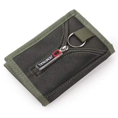 JEMINAL 1420 Portafoglio Tinta Unita Punto a Mano in Nylon, Portafoglio Trifold per Studenti - Verde