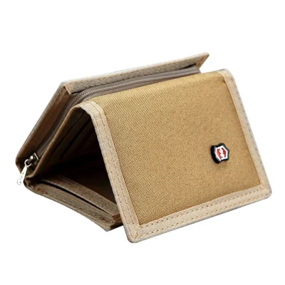JEMINAL 507 Portafogli Trifold da Uomo in Tela Resistente all'Usura - Khaki