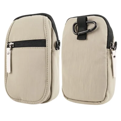 Mobile Phone Shoulder Bag for 7.2-inch Cell Phones Universal Zippered Waist Pouch with Shoulder Strap - Light Grey