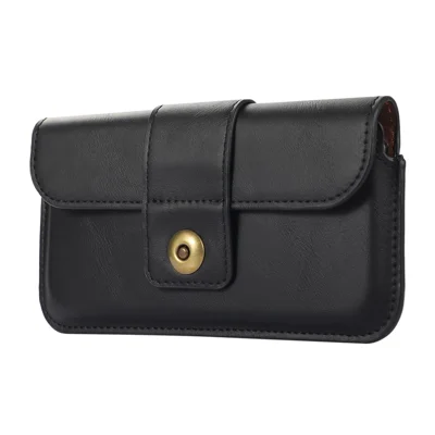 Anti-Scratch Waist Bag for 7.2-inch Mobile Phones Universal Crazy Horse Texture PU Leather Belt Phone Pouch - Black