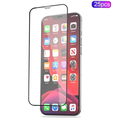 MOCOLO 25Pcs For iPhone 12 Pro Max Full Screen Protector Silk Printing Tempered Glass Film, Black