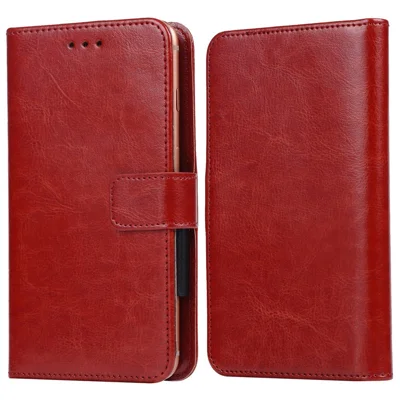 Universal Inner Clamp Clip Phone Case for 4.1 - 4.8 inch Phone, Wallet PU Leather Folio Flip Anti-drop Cover, Size M: 18x14cm - Brown