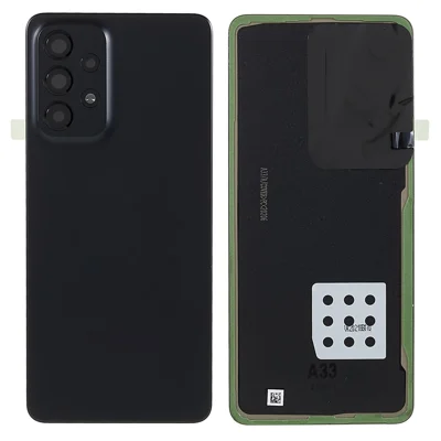 For Samsung Galaxy A33 5G A336 Battery Housing with Adhesive Sticker + Camera Lens Cover (Without Logo) - Black