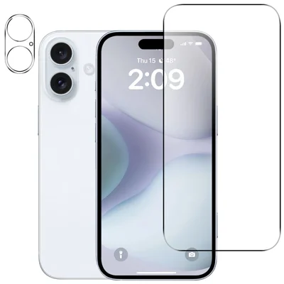 For iPhone 16 Plus Anti-Explosion 9H Tempered Glass Screen Protector + Camera Lens Protector