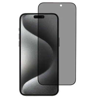 For iPhone 16 Pro 180-Degree Anti-Spy Screen Protector Matte Silk-Printing Tempered Glass Film