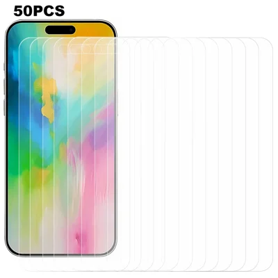 50Pcs For iPhone 16 Pro Max Screen Protector 0.3mm 2.5D Ultra Clear Anti-Scratch Tempered Glass Film