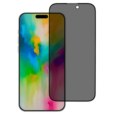 For iPhone 16 Pro Max Integrated Dustproof Anti-Spy Screen Protector Matte Silk-Printing Tempered Glass Film