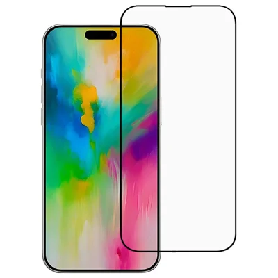For iPhone 16 Pro Max Tempered Glass Film Full Coverage Silk Print Full Glue Screen Protector 