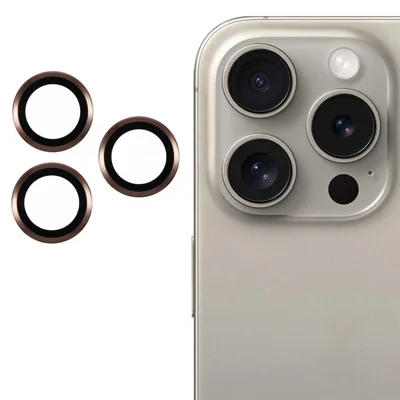 3Pcs / Set For iPhone 16 Pro Max / 16 Pro Camera Lens Protector Scratch-Resistant Corning Gorilla Glass Lens Film - Gold