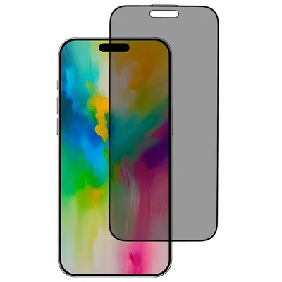 For iPhone 16 Plus / 15 Plus Anti-Spy Screen Protector Full Glue Silk Print Black Edge Tempered Glass Film with Anti-Dust Mesh