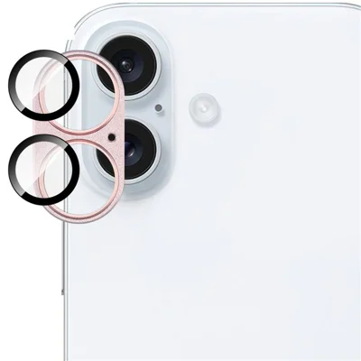 IMAK For iPhone 16 Plus / 16 Camera Lens Film Metal Lens Cap+Tempered Glass Lens Protector - Pink