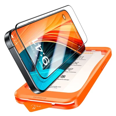 TORRAS Glassgo voor iPhone 15 Pro Screenprotector Gehard Glas HD-folie met automatische stofverwijderingsgereedschap