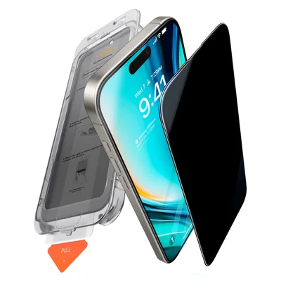 TORRAS Glassgo For iPhone 16 Anti Spy Screen Protector Tempered Glass Private Film with Auto-Align Frame
