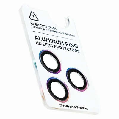 XUNDD For iPhone 15 Pro  /  15 Pro Max Camera Lens Protector Color Ring Ultra Clear Cell Phone Medium Alumina Glass Lens Film