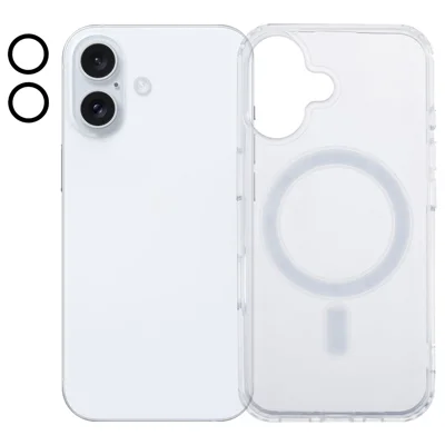 For iPhone 16 Plus Case Compatible with MagSafe TPU+Acrylic Clear Phone Cover with Camera Lens Film