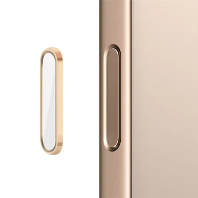 NORTHJO For iPhone 16 / 16 Plus / 16 Pro / 16 Pro Max Camera Control Button Cover Protector Metal Frame with Capacitor Chip - White+Gold