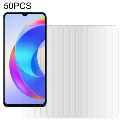 50Pcs For Honor X5b  /  X5b+ Screen Protector Ultra Clear Full Glue Tempered Glass Film (No Package, with Wipes Set, Dust-absorber, Guide Sticker)