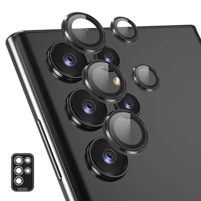 For Samsung Galaxy S25 Ultra Kameraobjektivbeskytter ENKAY Hat-Prince Metalring Objektivfilm - Sort