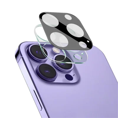 IMAK For iPhone 14 Pro / 14 Pro Max Tempered Glass Lens Film + Acrylic Lens Cap Anti-scratch Camera Lens Protector (Black Version)