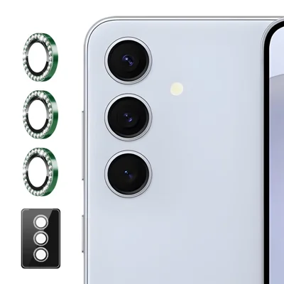 ENKAY HAT PRINCE For Samsung Galaxy A25 5G (Global) (161.0 x 76.5 x 8.3mm) Camera Lens Protector   Rhinestone Decor Rear Lens Film - Dark Green
