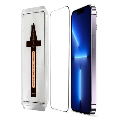 För iPhone 13 Pro / 13 Härdat Glas HD Klar Skärmskydd med Automatiskt Verktyg för Avlägsnande av Dammpartiklar