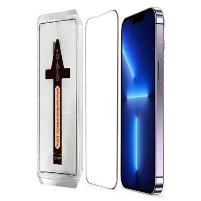 For iPhone 13 Pro Max Tempered Glass HD Clear Screen Protector with Automatic Dust Removal Tool