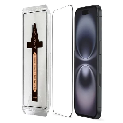 For iPhone 16 Tempered Glass HD Clear Screen Protector with Automatic Dust Removal Tool