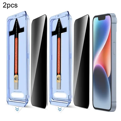2 Sets For iPhone 14 Plus / 13 Pro Max Anti Spy Tempered Glass Screen Protector with Automatic Dust Removal Tool