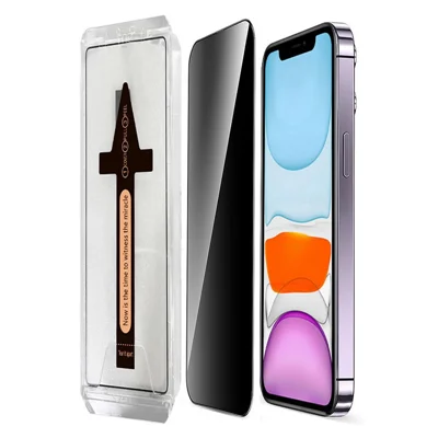 For iPhone 11 Anti Spy Tempered Glass Screen Protector with Automatic Dust Removal Tool