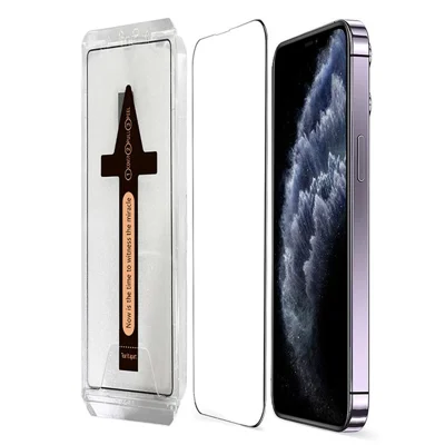 For iPhone 11 Pro Max Tempered Glass HD Clear Screen Protector with Automatic Dust Removal Tool