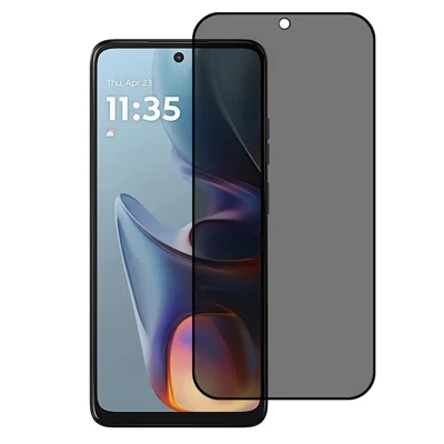 Voor Motorola Moto E15 4G Anti-Kijk Volledig Bedekkend Screenprotector Zijdeprint Gehard Glasfolie