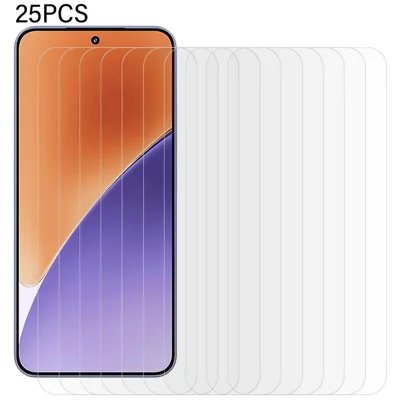 25Pcs For Xiaomi 15 Tempered Glass Screen Protector High Definition (No Package, with Wipes Set, Dust-absorber, Guide Sticker)