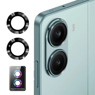 ENKAY HAT PRINCE For Xiaomi Redmi Turbo 4 5G / Xiaomi Poco X7 Pro 5G Camera Lens Protector  Metal Ring Lens Film - Black