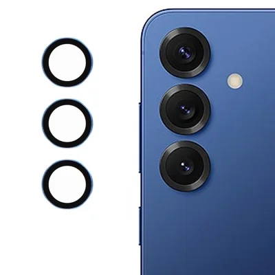 For Samsung Galaxy S25+ Camera Lens Protector Electroplating Ultra HD Tempered Glass Lens Film - Blue