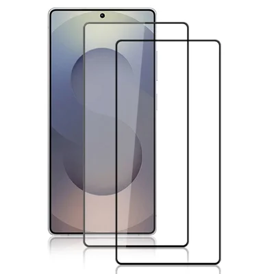 AMORUS 2Pcs For Samsung Galaxy S25 Ultra Screen Protector Shatterproof Silk Printing Tempered Glass Film - Black