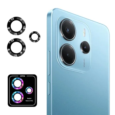 ENKAY HAT PRINCE For Xiaomi Redmi Note 14 4G (163.25mm) Camera Lens Protector  Metal Ring Lens Film - Black