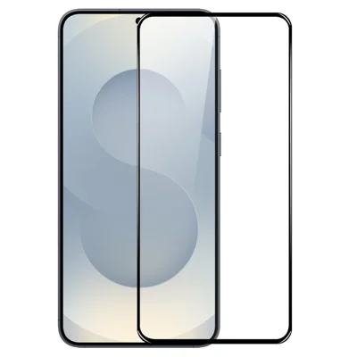 NORTHJO A++ For Samsung Galaxy S25 Edge Screen Protector Silk Printing High Aluminum-Silicon Glass Film Support Fingerprint Unlock - Black