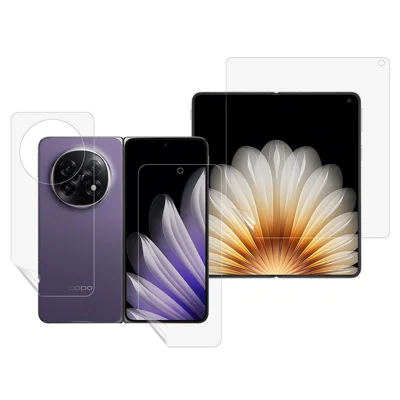 طقم واحد لواقي الشاشة لجهاز Oppo Find N5 5G داخلي + أمامي + غطاء خلفي شفاف من فيلم TPU