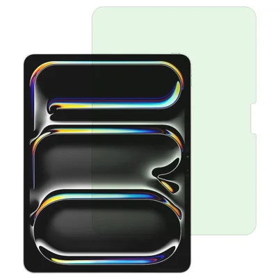 واقي شاشة لجهاز iPad Pro 11 (2025) / 11 (2024) مع حماية من الأشعة الخضراء وسمك 0.3 مم من الزجاج المقوى بحواف منحنية لهاتف لوحي