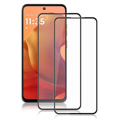 AMORUS 2Pcs For Motorola Moto G17 Power 4G / G17 4G / G15 4G / G15 Power 4G Screen Protector Shatterproof Silk Printing Tempered Glass Film - Black