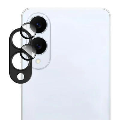 IMAK For Samsung Galaxy S25 Edge Camera Lens Film Metal Lens Cap + Tempered Glass Lens Protector - Black