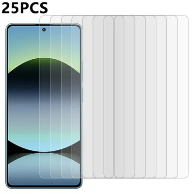 25Pcs For Xiaomi Redmi Note 14S 4G Tempered Glass High Definition Screen Protector Film (No Package, with Wipes Set, Dust-absorber, Guide Sticker)