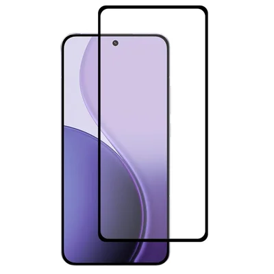 For Oppo Reno14 5G (Global) Tempered Glass Electroplating Anti-Fingerprint Silk Printing Full Glue Screen Protector