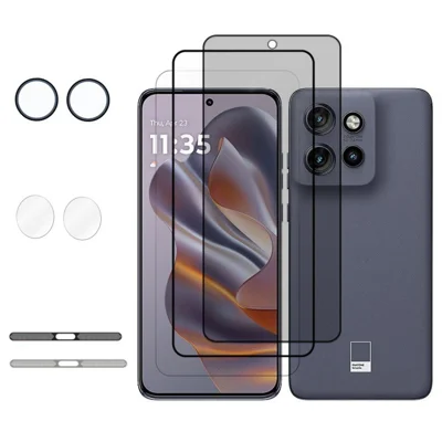 For Motorola Edge 60 Neo 5G / Edge 50 Neo 5G Tempered Glass Screen Protector Set with Lens Films, Dust Proof Mesh