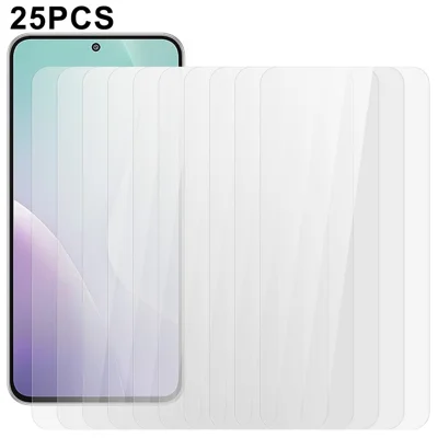 25Pcs For Samsung Galaxy M56 5G / F56 5G Tempered Glass High Definition Screen Protector Film (No Package, with Wipes Set, Dust-absorber, Guide Sticker)