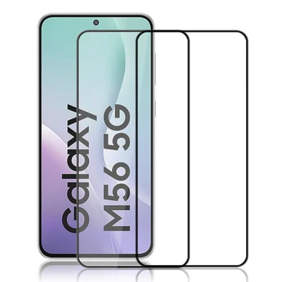 AMORUS 2Pcs For Samsung Galaxy M56 5G / F56 5G Screen Protector Shatterproof Silk Printing Tempered Glass Film - Black