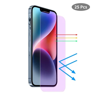 JUNSUNMAY 25Pcs For iPhone 16 Pro Tempered Glass Screen Protector Anti Blue Ray Eye Protection HD Clear Film